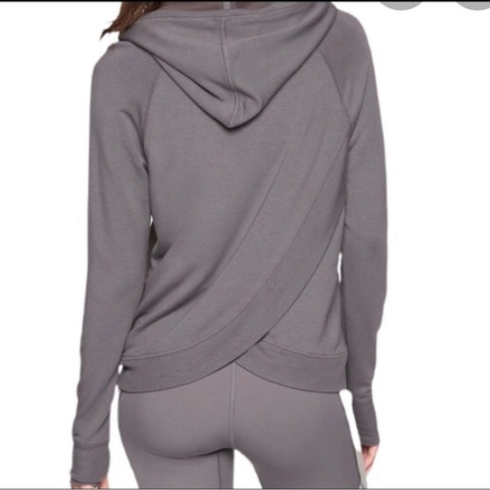 Athleta Grey Criss Cross Hoodie